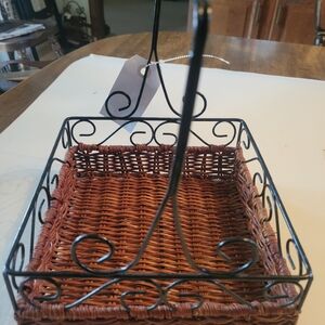 Woven Brown Metal Basket